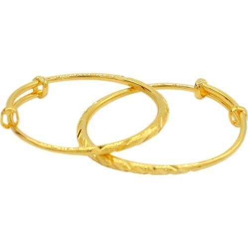 PINXUN Dubai Gold Bangle Jewelry Gold Color Bracelets Africa European Arab Bangle For Baby Children Jewelry Christmas Gift XTE7