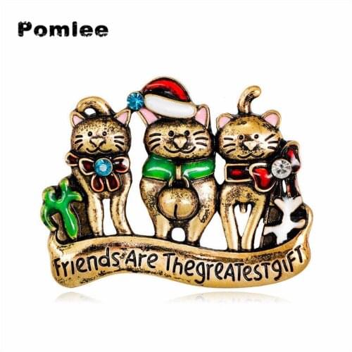 Pomlee Cat Enamel Ornament Pins Brooch New Year Christmas Jewelry Boots Shoe Brooches Cute Christmas Gifts for Kids