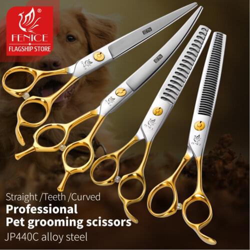 Fenice Professional Pet Scissors Straight&Thinning&Curved Grooming Shears Tool Set
