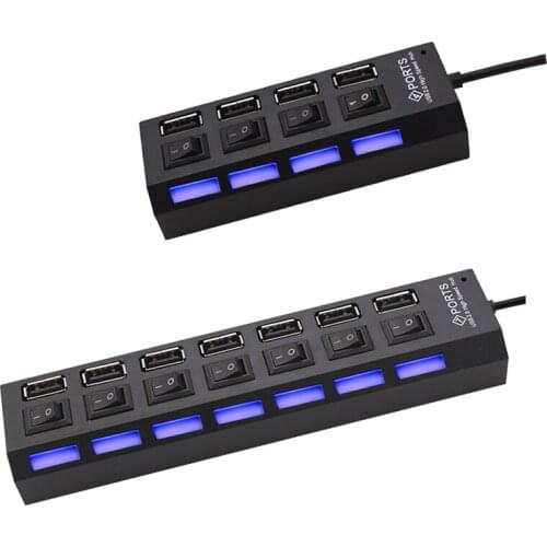 USB 2.0 Hub Splitter Use Power Adapter 4/7 Port Multiple Extender with Switch For Laptop Macbook Pro Air Computer Accessories