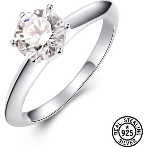 Luxury 925 Sterling Silver Wedding Solitaire Eternity Rings For Women Romantic Gift Love Korean Design Accessories Jewelry