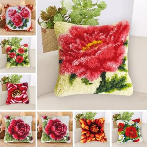 Do It Yourself Flower Embroidery Knooppakket Latch Hook Kits Latch Hook Pillow Borduurpakket Kussen Embroidery Package Pillow