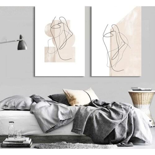 Contemporary Abstract Line Drawing Modern Wall Art Canvas Painting Posters and Prints Wall Pictures for Living Room Decoration