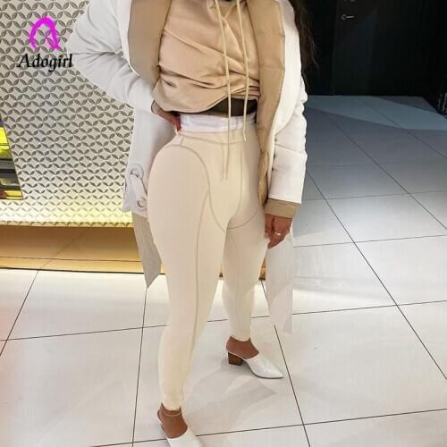 Sweatpants Women Skinny Leggings Streetwear Sporty Trousers Plain Color Joggers Fitness Stripes High Waist Workout Activewear