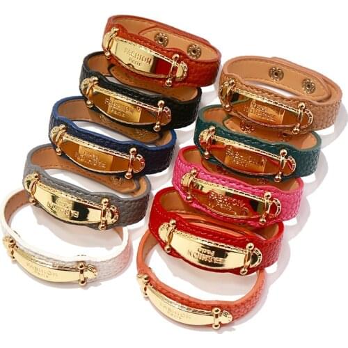 High Quality 10 Color Kelly Punk Style PU Leather Bracelet For Men Women Brand Jewelry Gift