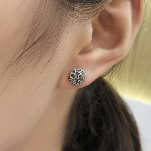 925 Sterling Silver Chameleon Stud Earrings Women Men Earrings Vintage Party Wedding Jewelry Gifts for Girls Women Jewelry