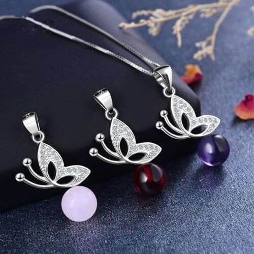 925 Sterling Silver Necklace Bow Crystal Pendant Silver Chain Woman Charm Jewelry