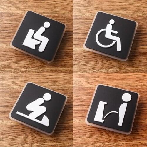 Bathroom Toilet Signs Squatting Reminder Signs WC Doorplate Acrylic Signage Door Sticker Restroom Plaque Plates Logo Mark