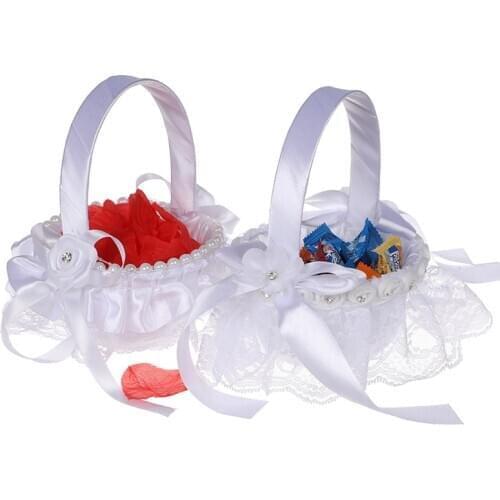 1 Piece Portable Mini Lace Flower Basket Candy Petal Storage Container Wedding Party Banquet Decorative Supplies