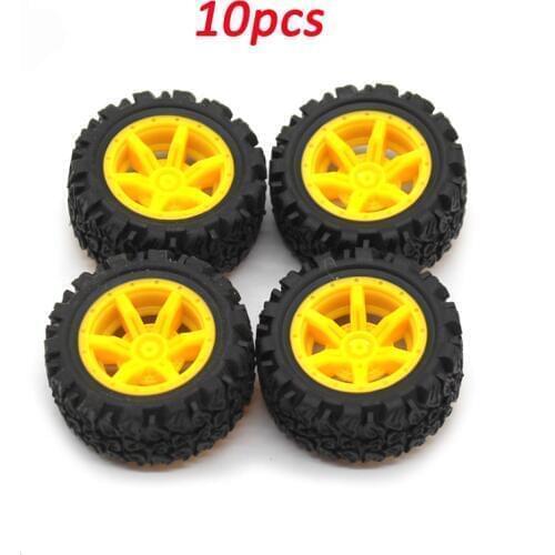 10pcs 2*40mm Plastic Rubber Tire Aperture 2mm Diameter 40mm Wheel for DIY Assembly Toys Handmade RC 4WD Car Wheels Rim