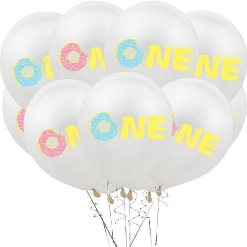10pcs donut print confetti latex balloon 1 year old baby baptism children toy birthday party decoration