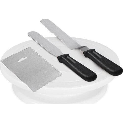 4Pcs/set Cake Turntable Spatula Cream Scraper Pastry Tools Anti-slip Rotating Round Cake Stand Cake Decorating Rotary Table