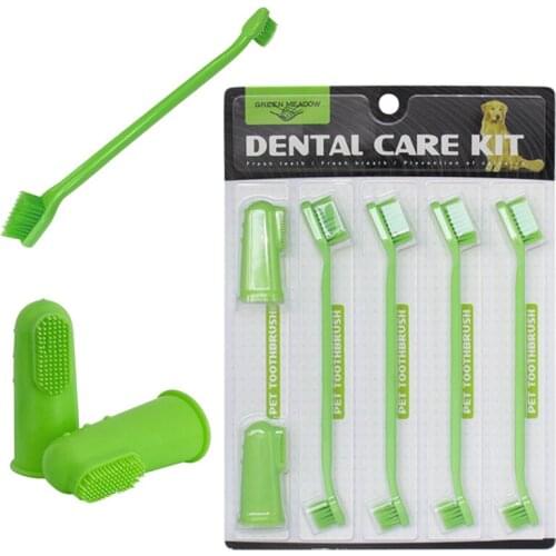 6Pcs Dog Toothbrush Set Super Soft Pet Finger Toothbrush Double-ended Toothbrush Dental Care Dog Cat Cleaning Mouth Oral Clean