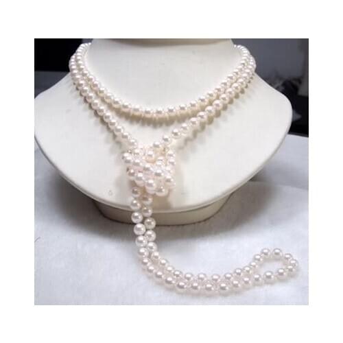7-8mm White Genuine FW Cultured Pearl Necklace 50inch