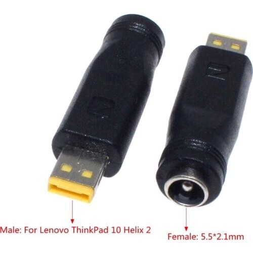 Dc Power Adapter Plug Converter for Lenovo ThinkPad 10 Helix 2 Laptop 5.5x2.1mm Female to Square Plug Connector Notebook Charger