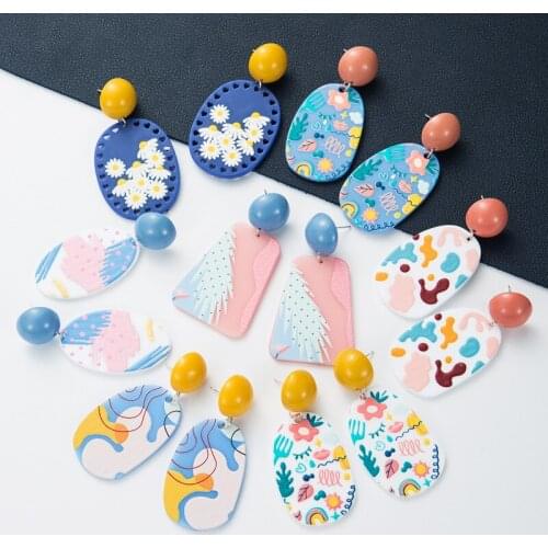 Acrylic Long Statement Earrings Fashion Trend Flower Drop Earring Jewelry Accessories Gift For Women Wholesale