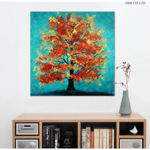 Free Shipping High Quality Hand-painted Abstract Tree Oil Painting On Canvas Beautiful Colour Abstract Tree Decorative Painting