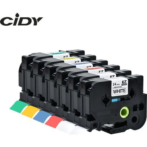 CIDY Multicolor Compatible laminated tze 251 tze251 24mm Black on white Tape tze-251 tz-251 for brother p-touch printer tze-151