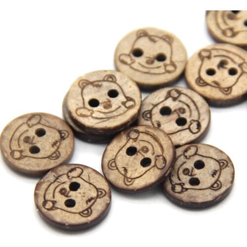 HENGC 13mm Animal Tiger Brown Wood Coconut Buttons For Scrapbooking Children Garment Shirt DIY Decorative Accessories Wholesale