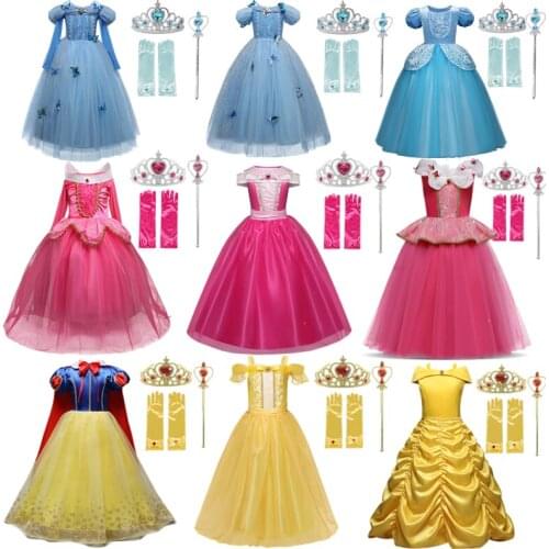 Kids Cosplay Dresses For Girls Halloween Party Fancy Dress Up Children Sleeping Beauty Princess Costume Christmas Clothes