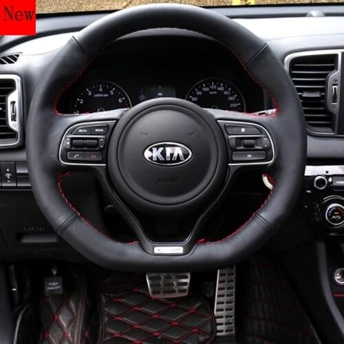 DIY Hand-Stitched Leather Car Steering Wheel Cover for Kia Sorento K5 K4 K3 K2 KX3 Sportage R KX5 Forte Car Accessories