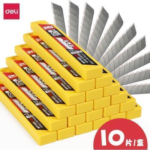 Deli 10pcs/pack 9MM utility Knife Blades Low Carbon Alloy Steel Paper Office Stationery Art Paper Cutting DropShipping