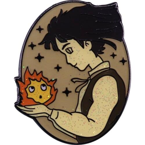 Howls moving castle Sophie and Calcifer Enamel Pin A heart is a heavy burden