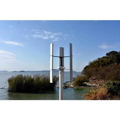 600W 12V 24V White 3 blades Wind Turbine Generator VAWT Vertical Axis Residential energy with PWM/MPPT BOOST Charger Controller