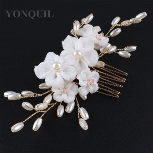 Crystal Wedding Hair Combs Handmade Pearl Bridal Hair Accessories Comb Hair Decoration Head Wear Rhinestone Shiny Hair Ornament