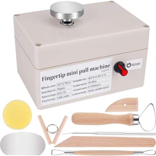 DIY Ceramic Pottery Art Machine Kids Craft Toys USB Pottery Machine with 6 Pottery Shaping Tools School Teaching Pottery Bar