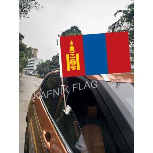 KAFNIK,30*45CM Mongolia Window Car Flags and Banners Countries World Custom Flags with 43/52cm flagpole for car decoration