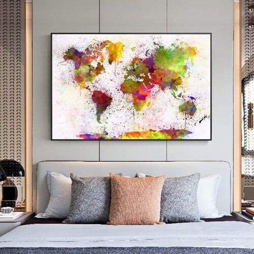 World Map Graffiti Art Canvas Paintings On the Wall Art Posters And Prints Nordic Art colorful World Map Canvas Pictures Cuadros