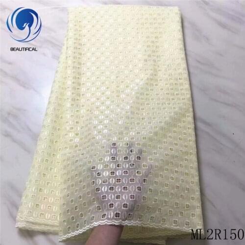 BEAUTIFICAL african lace fabrics New arrival nigerian punch cotton lace fabric voile lace for clothes 5yards ML2R150