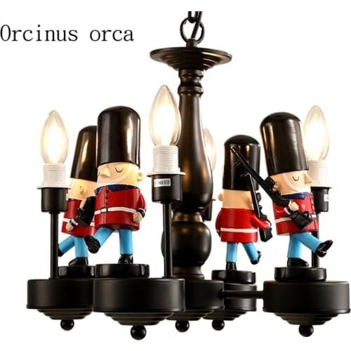 Creative British soldier chandelier children bedroom boy bedroom lamp American modern simplified doll doll cartoon pendant lamp