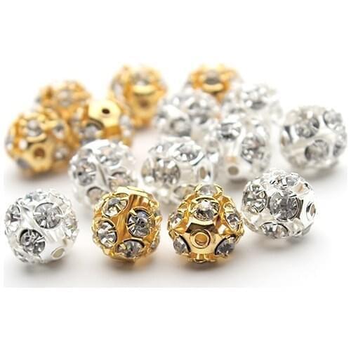 30pcs Round Rhinestone Disco Ball Crystal Beads Pave Loose Spacer Bead 6mm 8mm 10mm for DIY Bracelet Necklace Jewelry Making