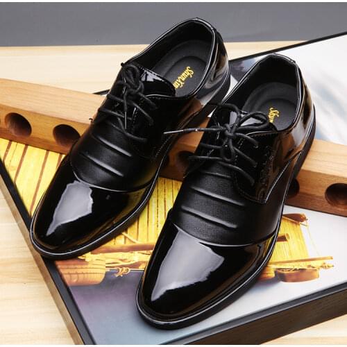 LIBIELIY Men's Patent Leather Shoes