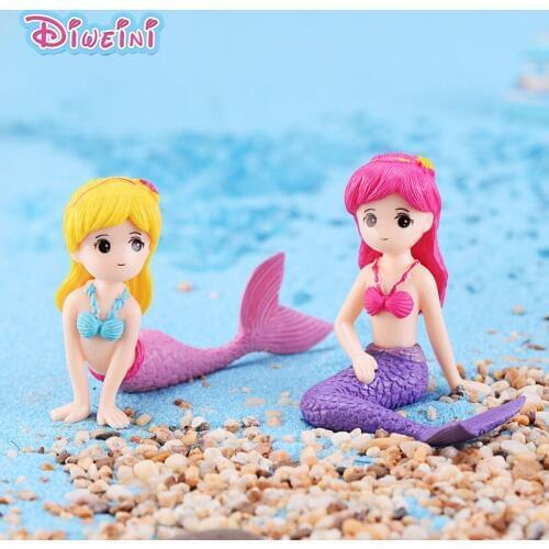 Cartoon Mermaid Fish Tail Model girl action Figures Miniature Figurine home Garden Dollhouse Decoration DIY Accessory toy gift
