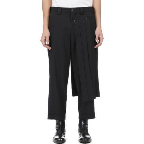 Mens Fashion stylist double skirts pants nine feet nine pants tapered roller pants plus size singer costumes