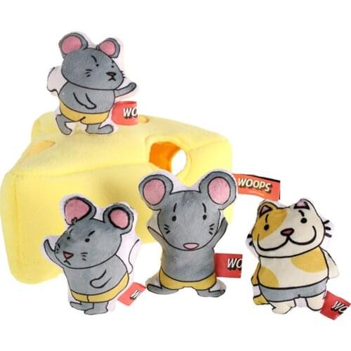 Dog Toys Set Plush Squeak Toys Cute Gift for Dogs Cheese Shark House Panda Styles Hide and Seek Fidget Toys Dog Supplies