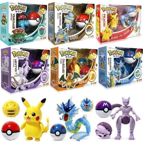 Takara Tomy Pokemon Pokeball Set Pop-up Elf Ball Toys TAKARA TOMY Original Pokemon Monster Elf Ball Pikachu Kid Gifts