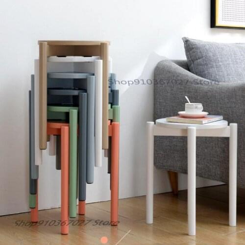 Solid Wood Small Stool Household Creative Cute Economical High Stools Nordic Style Living Room Dining Table Stool