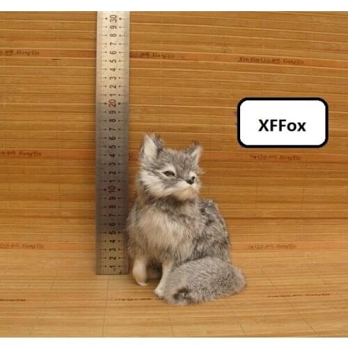 New real life gray fox model plastic&furs simulation squating fox doll gift about 12x10x15cm xf1757