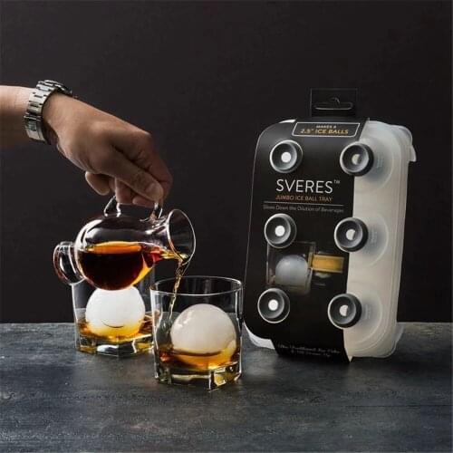 New SVERES Jumbo Ice Ball Tray Mold makes 6 giant spheres to chill your whiskey Crertive Fun Tool for Home,Party Bar
