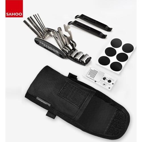 Sahoo 21047 Multi-Function 16-in-1 Cycling Bike Bicycle Repair Tool Kit Set With Under Seat Wedge Pack Saddle Bag