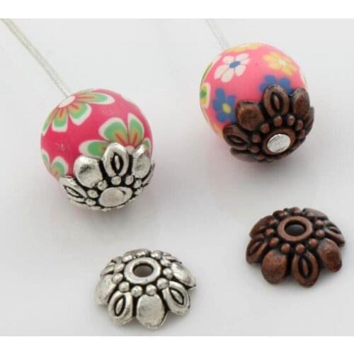 100Pcs 9.3x9.4mm Tibetan Silver Copper Bali Style Design Bead Cap Jewelry Findings Components L1057