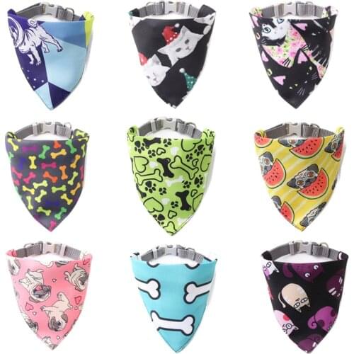New Dog Cat Bandana Scarf Collar Adjustable Pet Neckerchief Cute Paw Pattern Scarf Waterproof Saliva Towel for Small Dog