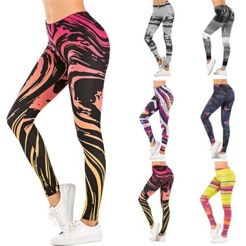 Sport Leggings Women Workout Fitness Pants Jogging Running Pants Printing High Waist Push Up Stretch Strethcy Sportswear Leggins