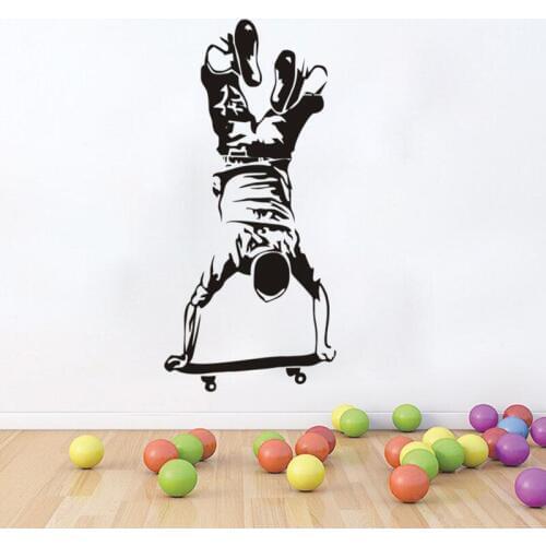 Skateboard Sports Vinyl Wall Decals Removable Waterproof High Quality Decoration Stickers For GYM Kids Bedroom Wallpaper SA009B
