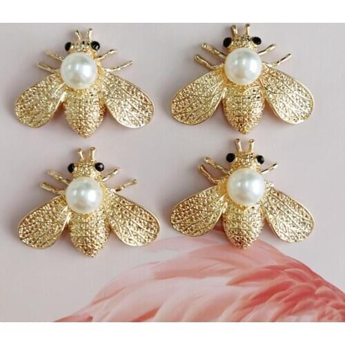 20pcs honeybee Pearl Crystals Rhinestones Button Bead Buckle For Ornament Scrapbooking Bride Headwear Accessories Craft Diy