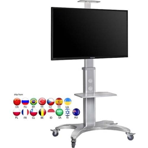 Aluminum Alloy NB AVF1500-50-1P TV Mobile Cart Free Lifting 32"-65" LED LCD Plasma TV Trolley Stand With AV Shelf Camera Holder